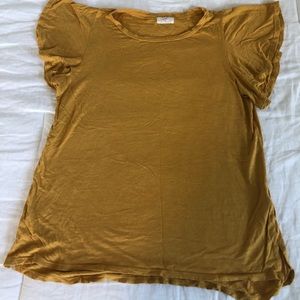 Anthropologie mustard yellow flutter sleeve top